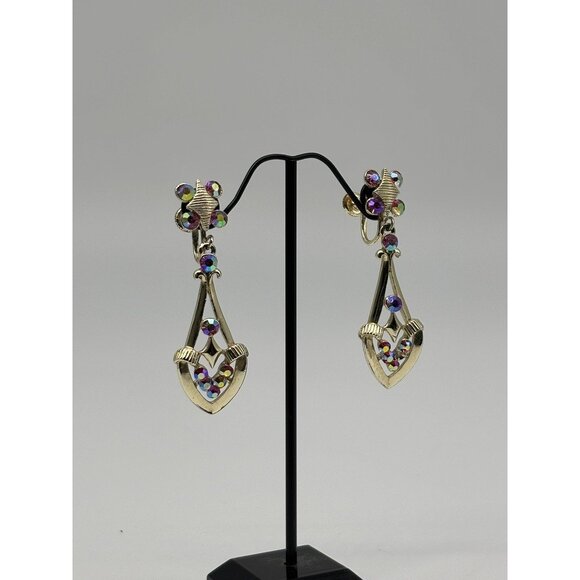 Vintage STAR Necklace & Earrings Set, Gold-Tone, w/Aurora Borealis Rhinestones-- - Picture 15 of 15